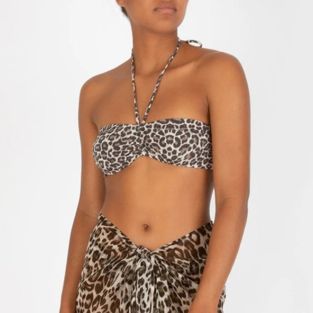 Anemos Bikini – Sweetheart Halter Top and String Tie Bottom - Leopard